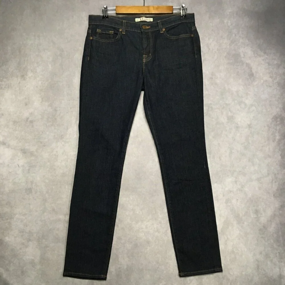 J Brand Womens Skinny Leg Pure Blue Jeans size 31 Dark Wash Stretch Denim Pants - Picture 4 of 15